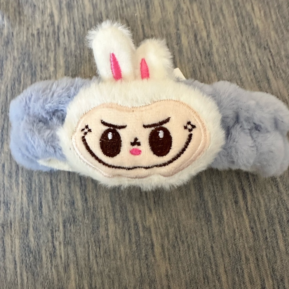 Headband, Cream and Gray Plush Stuffed